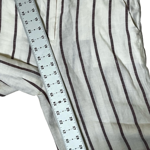 Theory Nadeema Wide Leg Stripe Linen Rev Pant in White Red‎ Raspberry - Picture 9 of 11